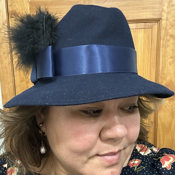 Elegant Navy Blue Women's Fedora - Picture 3 of 9